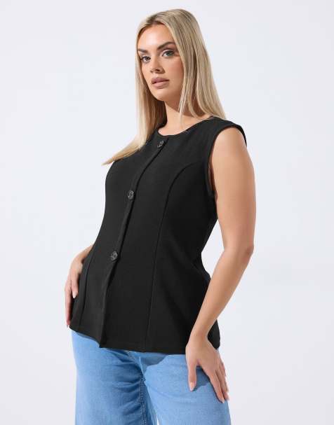 Yours Clothing Seam detail waistcoat in black