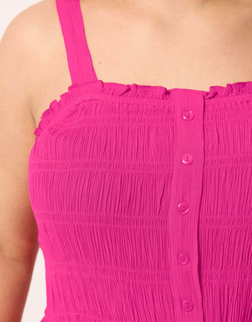 Yours Clothing Shirred placket dress in pink, 2 of 4