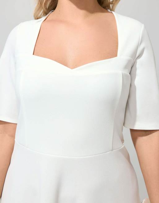 Yours Clothing Skater midi dress in white, 4 of 4
