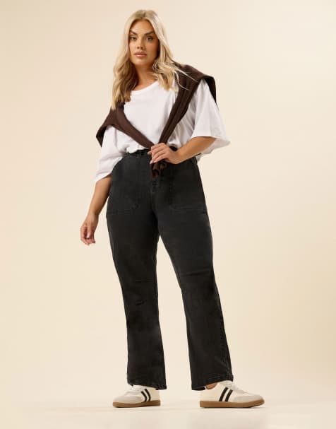 Yours Clothing Slim barrel jeans in black