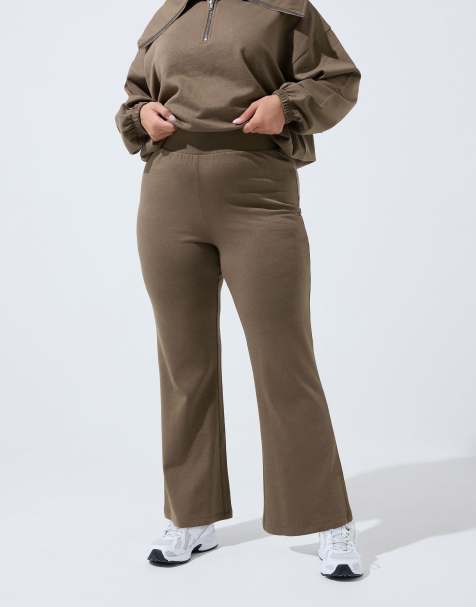 Yours Clothing Slim flare joggers in brown - view 1
