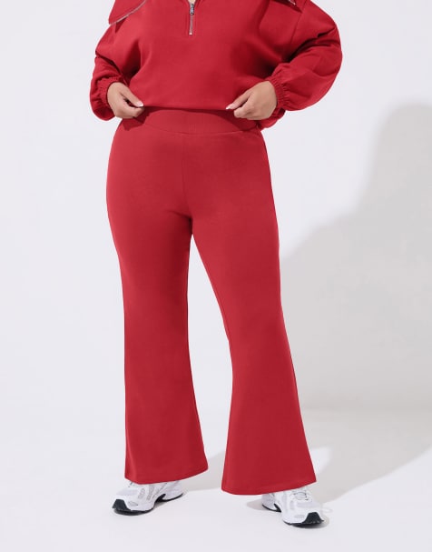 Yours Clothing Slim flared joggers in red - view 1