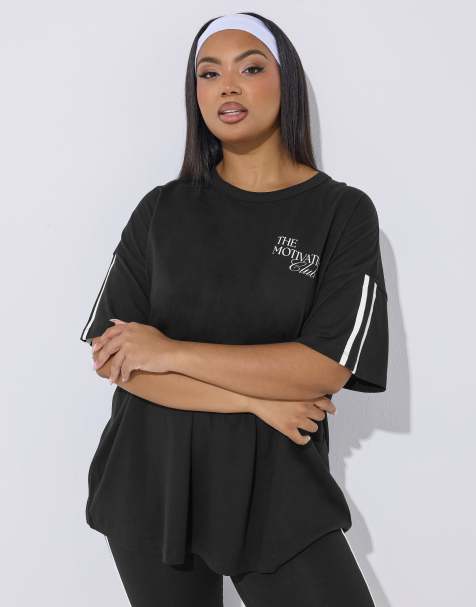 Yours Clothing Slogan active t-shirt in black - view 1