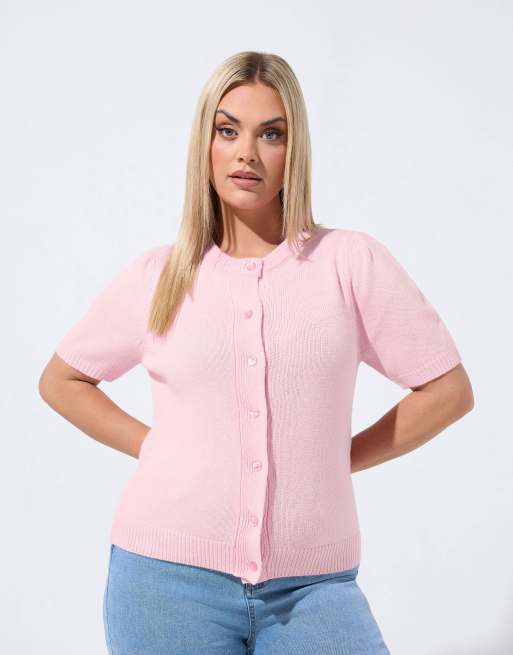 Yours Clothing Soft knitted top in pink, 2 of 4