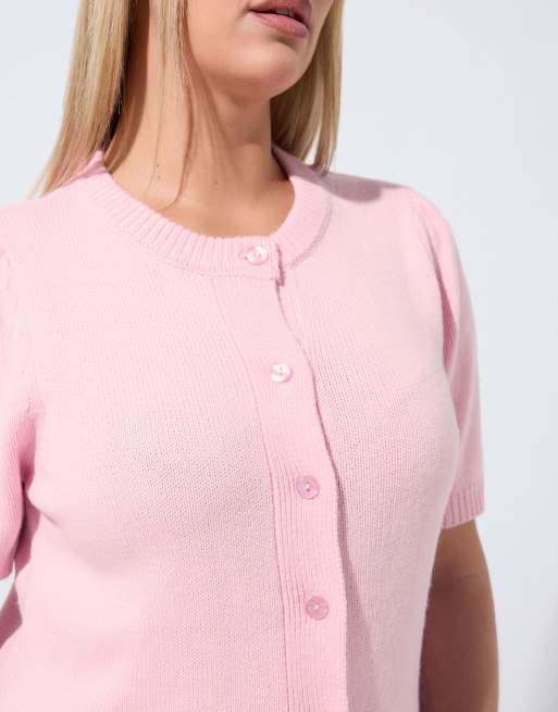 Yours Clothing Soft knitted top in pink, 4 of 4