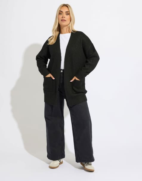 Yours Clothing Soft touch knitted cardigan in black