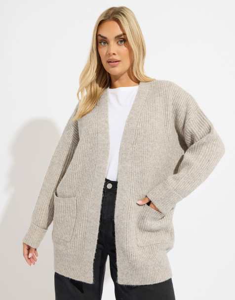 Yours Clothing Soft touch knitted cardigan in natural