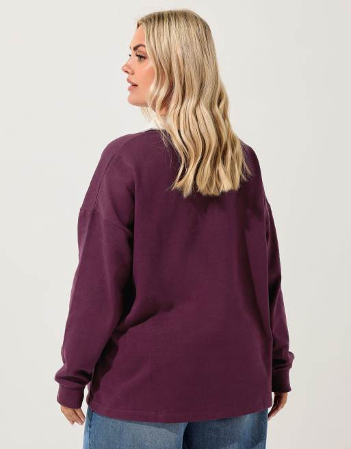 Yours Clothing 'stockholm' rugby top in red, 2 of 4