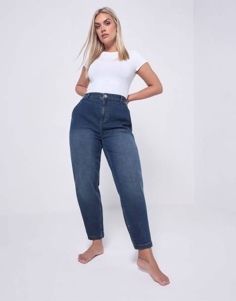 Yours Clothing Stretch denim barrel jeans in blue - view 1