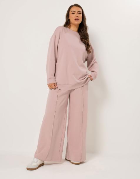 Yours Clothing Sweatshirt & jogger set in pink - view 1