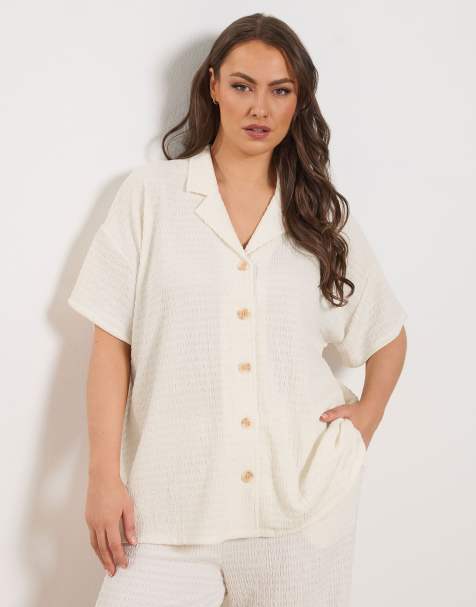 Yours Clothing Textured shirt in white - view 1