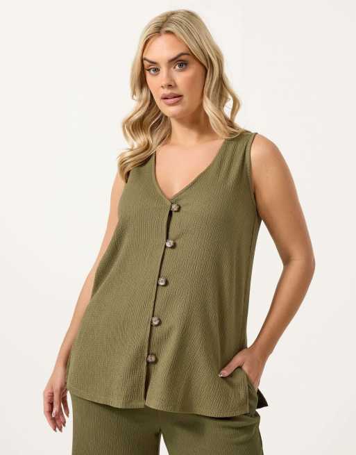 Yours Clothing Textured waistcoat in green, 4 of 4