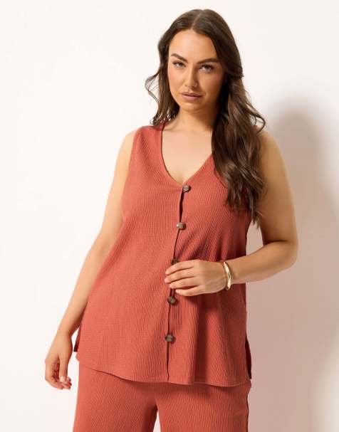 Yours Clothing Textured waistcoat in orange