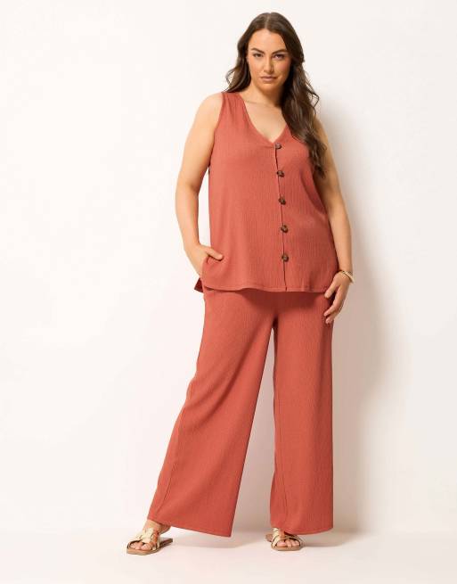 Yours Clothing Textured waistcoat in orange, 2 of 4