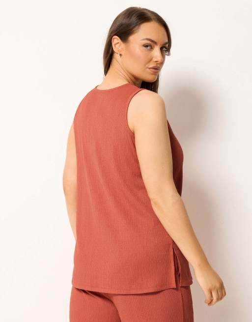Yours Clothing Textured waistcoat in orange, 3 of 4
