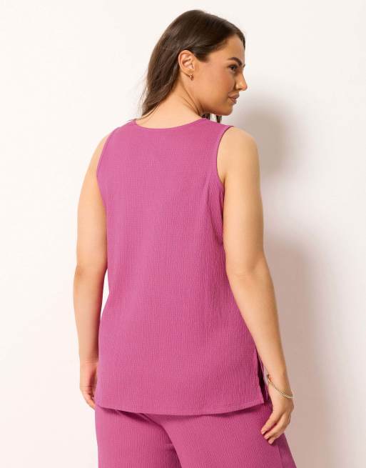 Yours Clothing Textured waistcoat in pink, 3 of 4