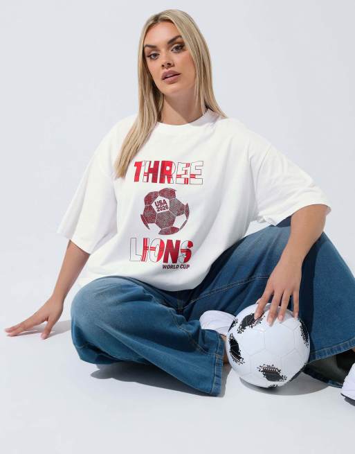 Yours Clothing 'three lions' t-shirt in white, 2 of 3