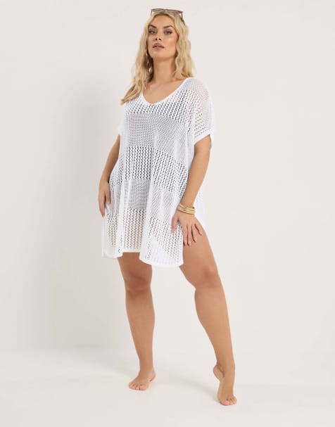 Yours Clothing Throw on beach kimono in white - view 1