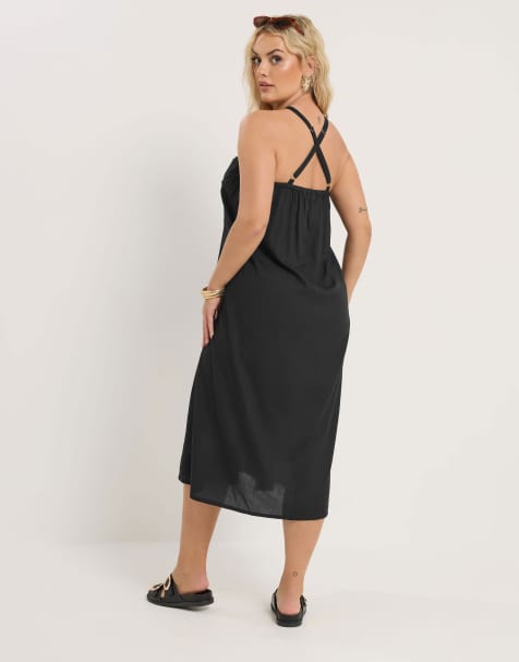 Yours Clothing Throw on maxi dress in black