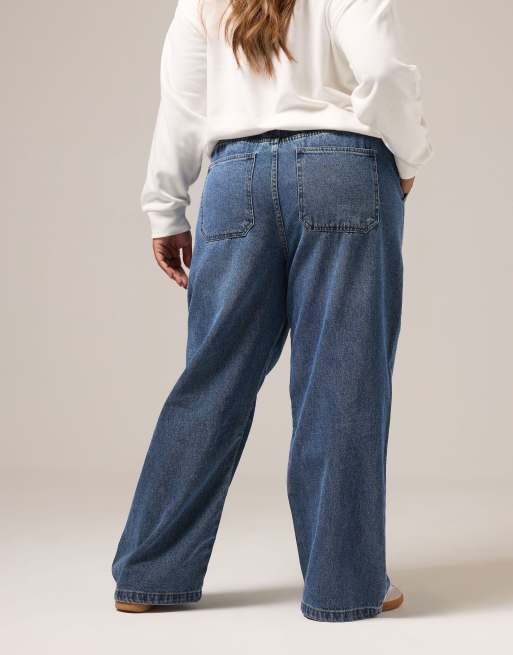 Yours Clothing Tie detail denim jeans in blue, 4 of 4