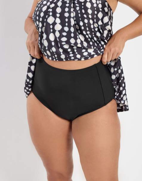Yours Clothing Tummy control high waisted bikini briefs in black - view 1