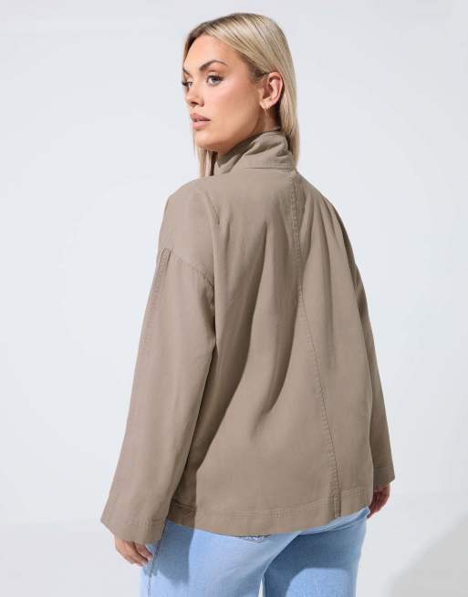 Yours Clothing Utility jacket in brown, 3 of 4