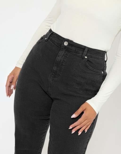Yours Clothing Wash denim boyfriend jeans in black, 5 of 5
