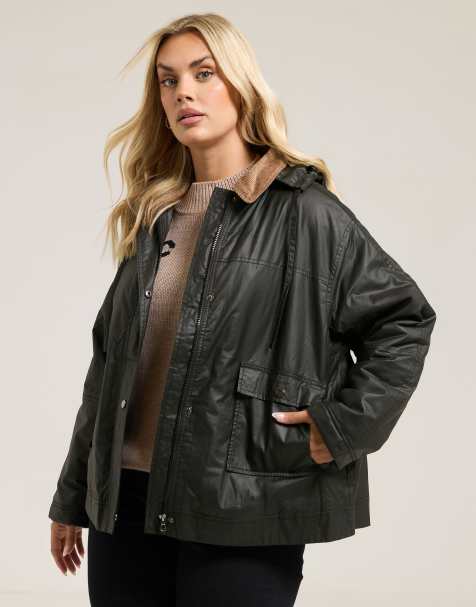 Yours Clothing Waxed parka coat in black - view 1