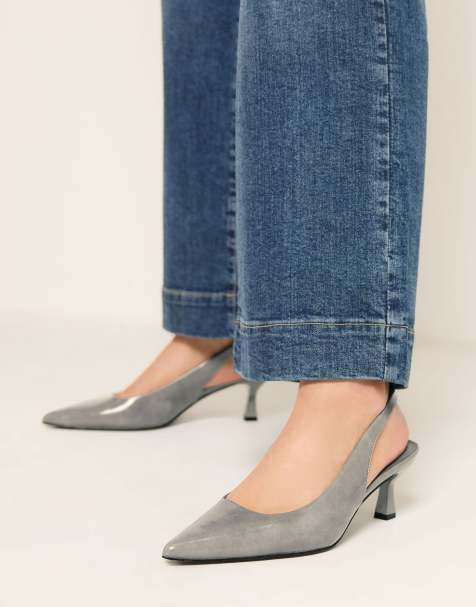 Yours Clothing Wide fit pointed toe heels in grey - view 1