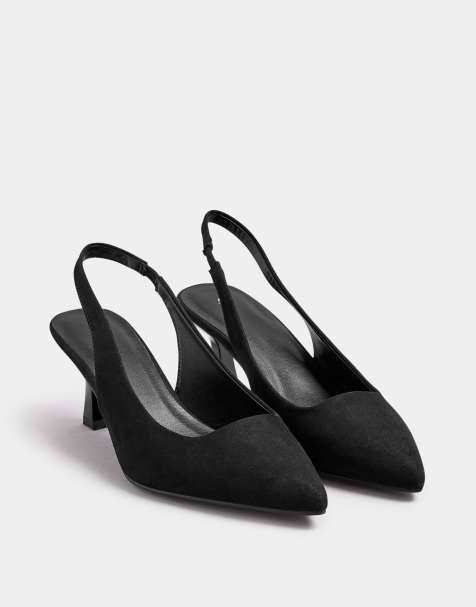 Yours Clothing Wide fit slingback kitten heels in black - view 1