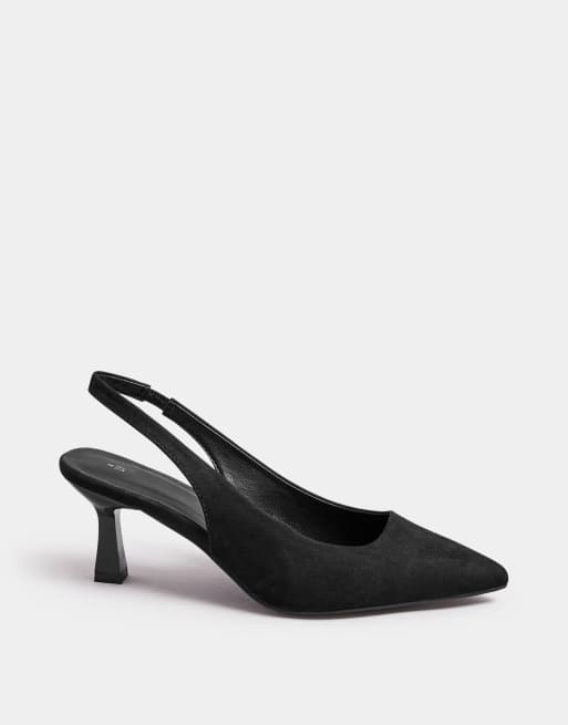 Yours Clothing Wide fit slingback kitten heels in black, 2 of 4