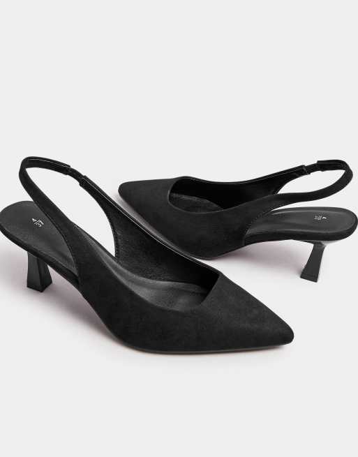 Yours Clothing Wide fit slingback kitten heels in black, 3 of 4