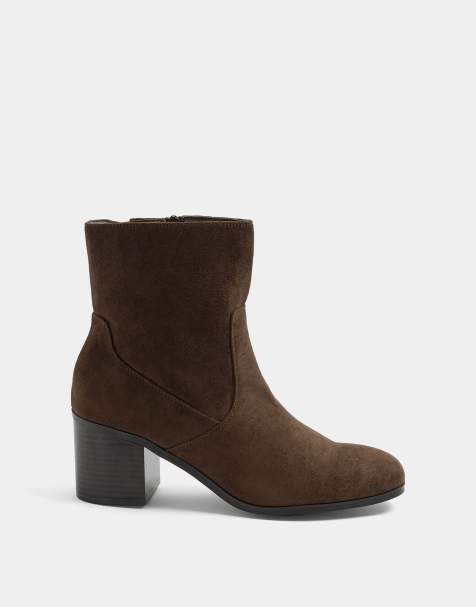 Yours Clothing Wide fit square heel ankle boots in brown - view 1