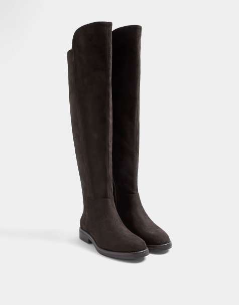 Yours Clothing Wide fit stretch back boots in brown - view 1