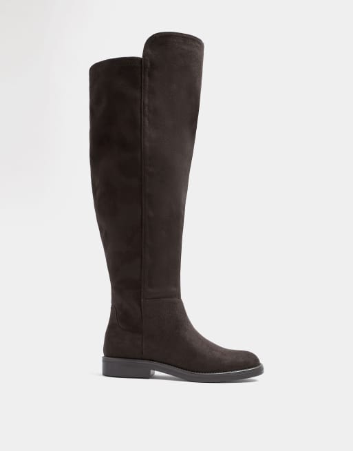 Yours Clothing Wide fit stretch back boots in brown, 3 of 4