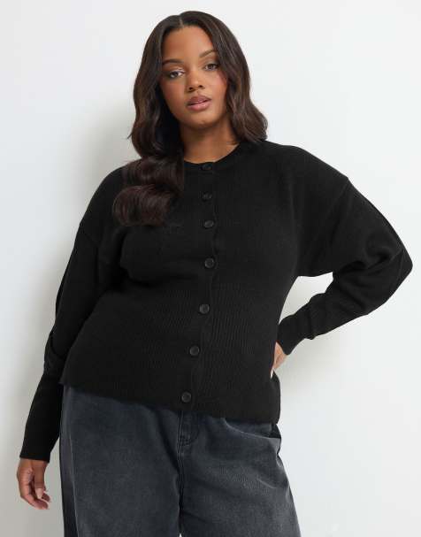 Yours Clothing Wide hem cardigan in black - view 1