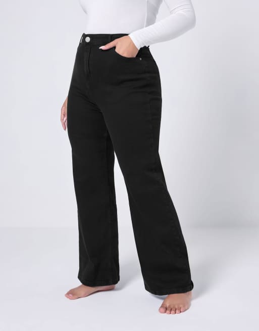 Yours Clothing Wide leg denim jeans in black, 2 of 4
