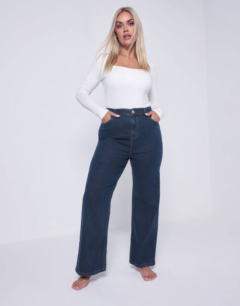 Yours Clothing Wide leg jeans in blue - view 1