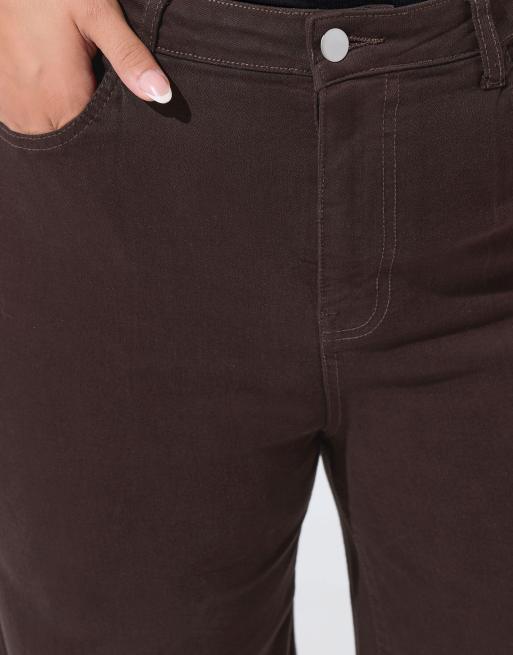 Yours Clothing Wide leg jeans in brown, 4 of 4