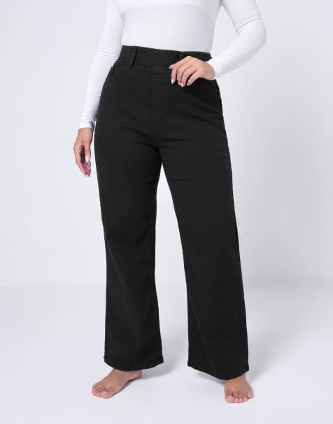Yours Clothing Wide leg jeggings in black - view 1