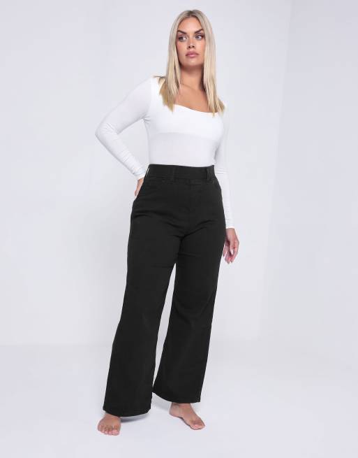 Yours Clothing Wide leg jeggings in black, 2 of 4