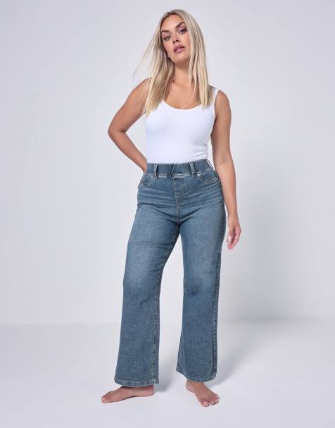 Yours Clothing Wide leg jeggings in blue - view 1