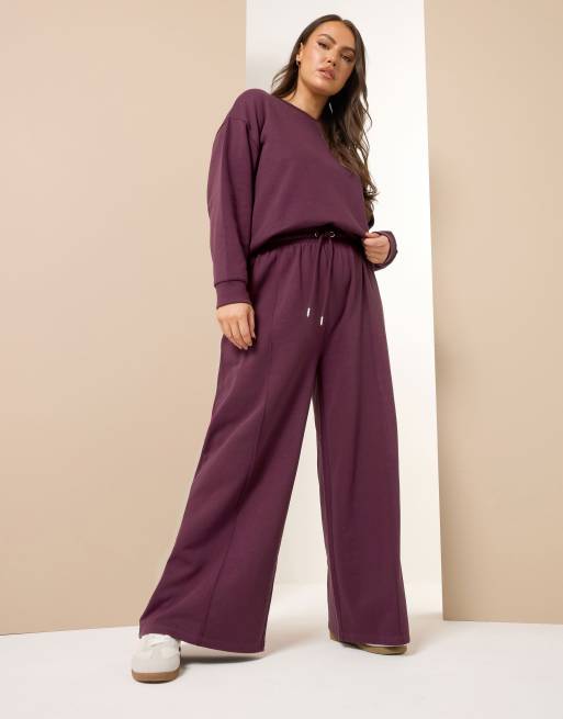 Yours Clothing Wide leg joggers in red