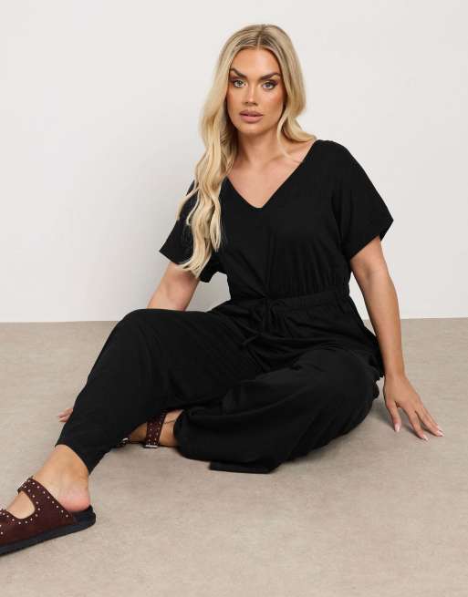 Yours Clothing Wide leg jumpsuit in black, 2 of 4