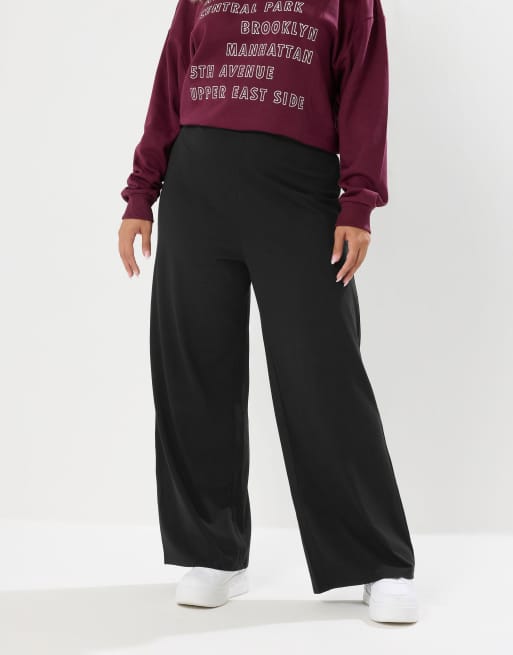 Yours Clothing Wide leg leggings in black, 2 of 4
