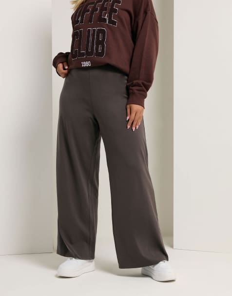 Yours Clothing Wide leg leggings in brown - view 1