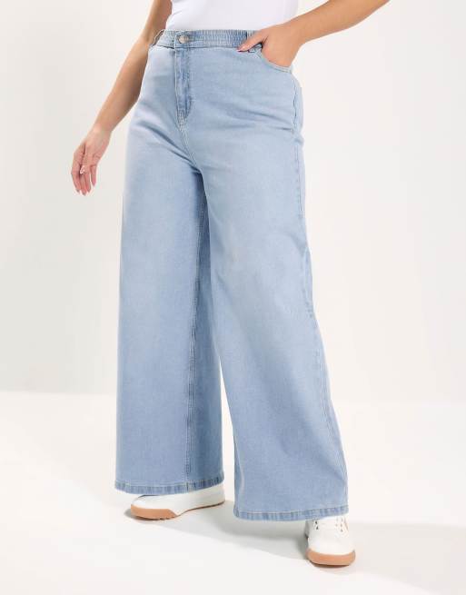 Yours Clothing Wide leg puddle jeans in blue, 2 of 4