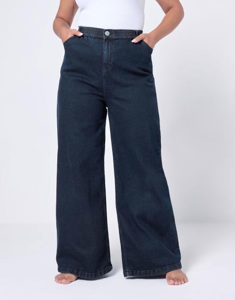 Yours Clothing Wide leg slouchy jeans in blue