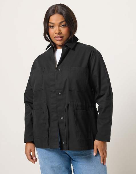 Yours Clothing Woven carpenter jacket in black - view 1