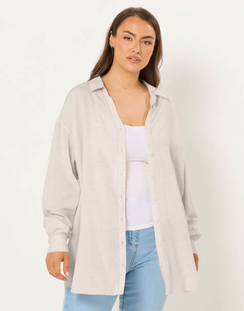 Yours Clothing Woven linen shirt in natural - view 1